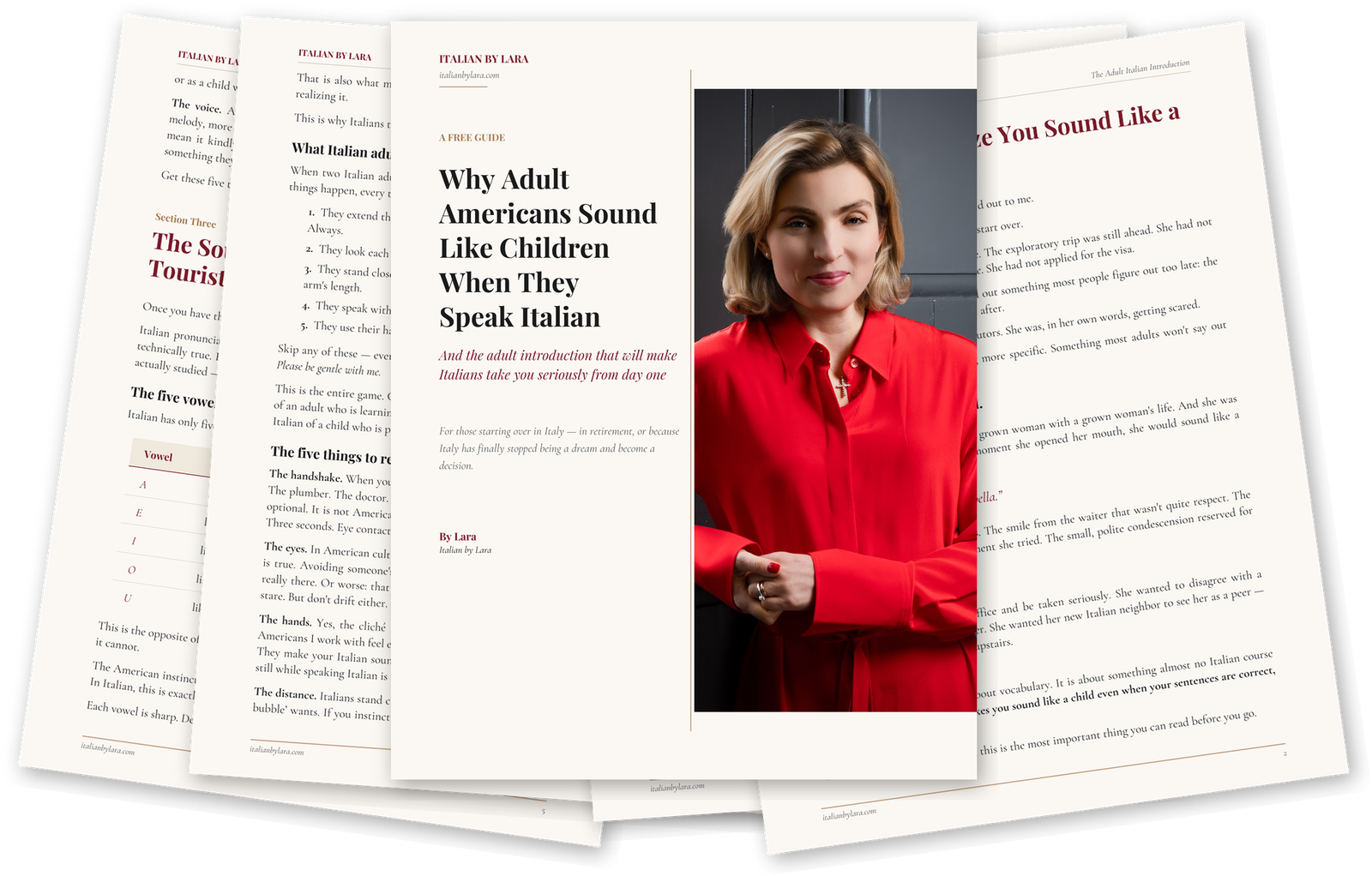 Preview of 'Why Adult Americans Sound Like Children When They Speak Italian' &mdash; a 10-page free guide by Lara