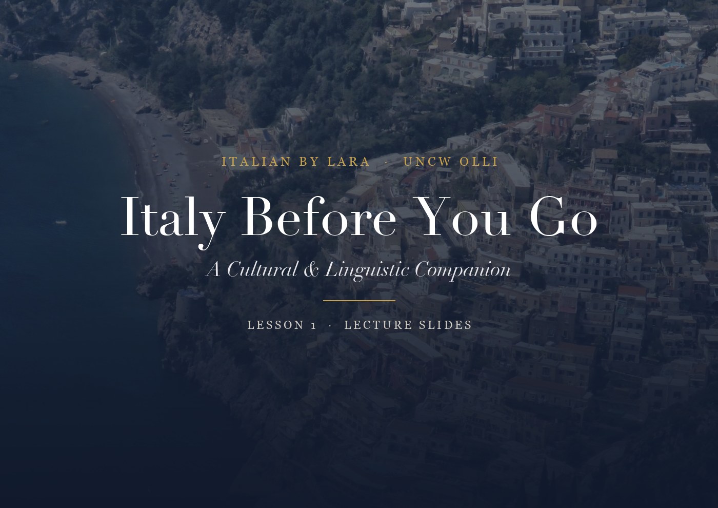 Italy Before You Go — course materials cover